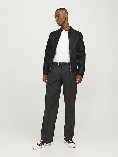 Men's Black Faux Leather Jacket - view 5