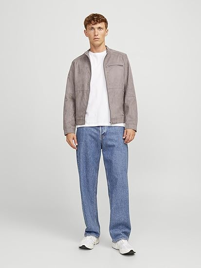 Men's Taupe Faux Suede Jacket - view 2