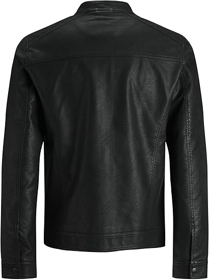 Men's Black Faux Leather Jacket - view 2