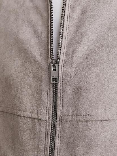 Men's Taupe Faux Suede Jacket - view 5