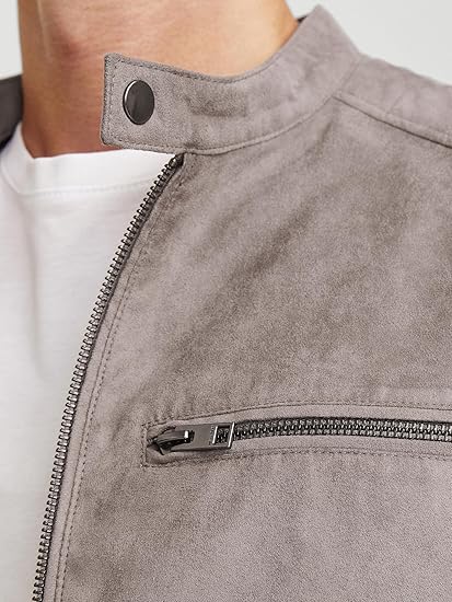 Men's Taupe Faux Suede Jacket - view 4