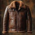 Men's Distressed Brown B3 Sheepskin Flight Jacket