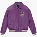 Men's Purple Cowhide Leather Varsity Jacket