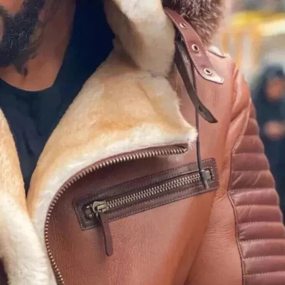 Men's Brown B3 Aviator Leather Jacket - view 2