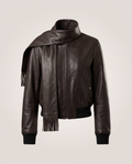 Cropped Scarf-Collar Flight Jacket - front
