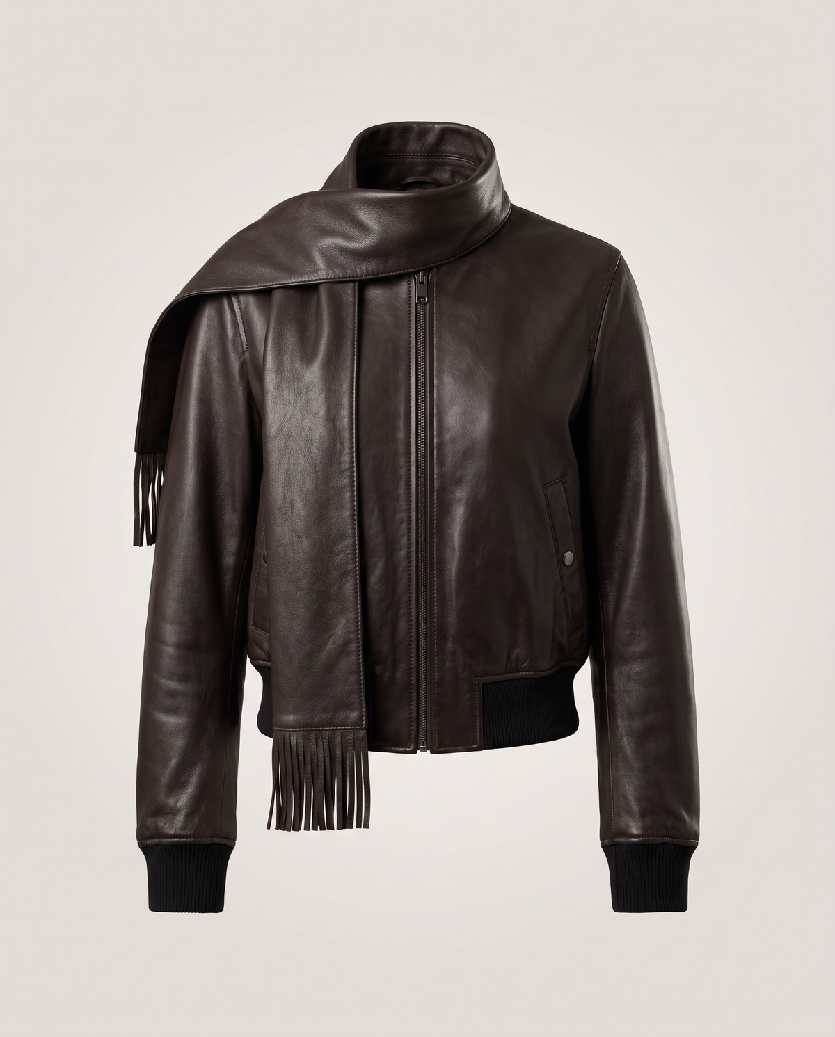 Cropped Scarf-Collar Flight Jacket - front