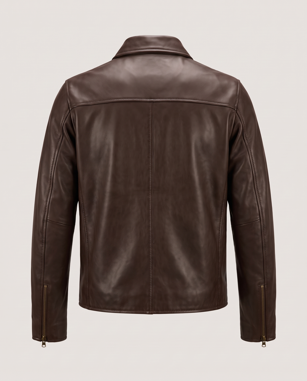 Classic Brown Leather Jacket - Chocolate - back