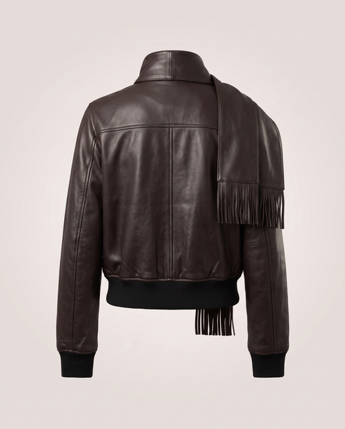 Cropped Scarf-Collar Flight Jacket - back
