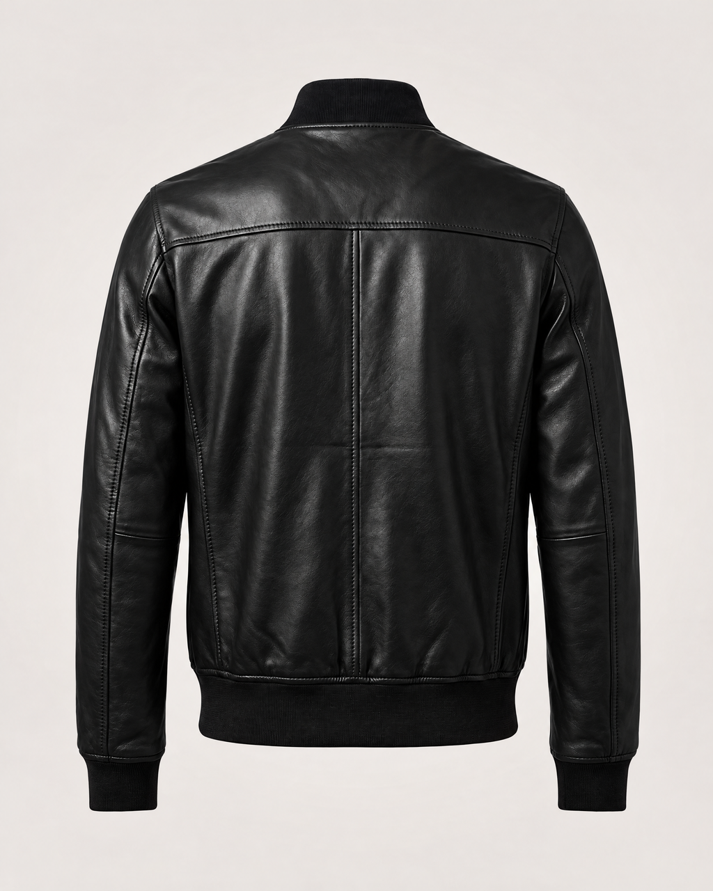 Men's Leather Flight Jacket - Black - back