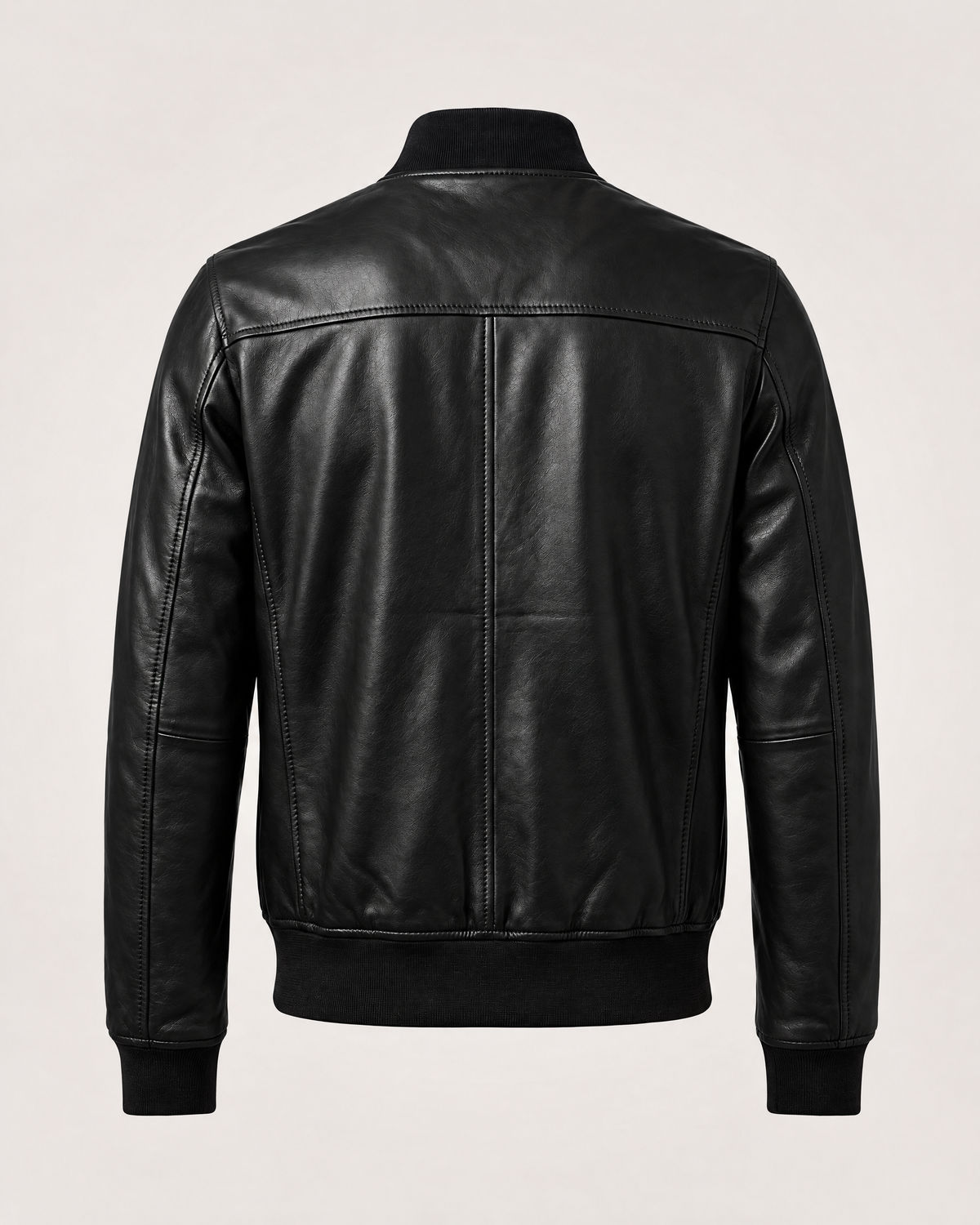 Men's Leather Flight Jacket - Black - back