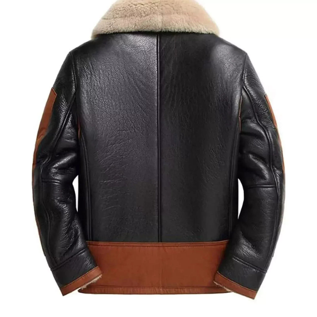 Men's Two-Tone Faux Leather Aviator Jacket - view 2