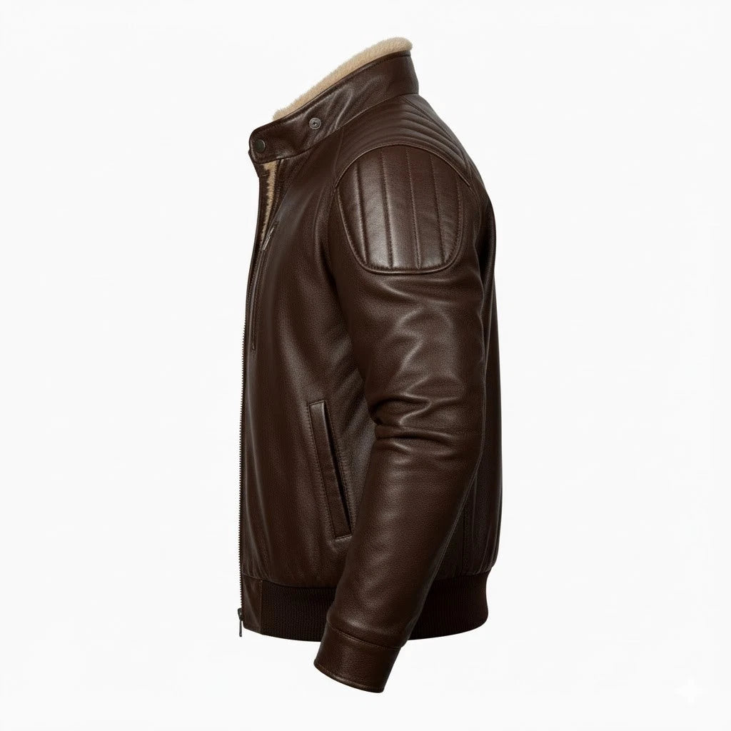 Men's Mahogany B3 Sheepskin Bomber Jacket - view 3