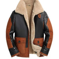 Men's Two-Tone Faux Leather Aviator Jacket