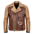 Men's Two-Tone Vintage Café Racer Leather Jacket