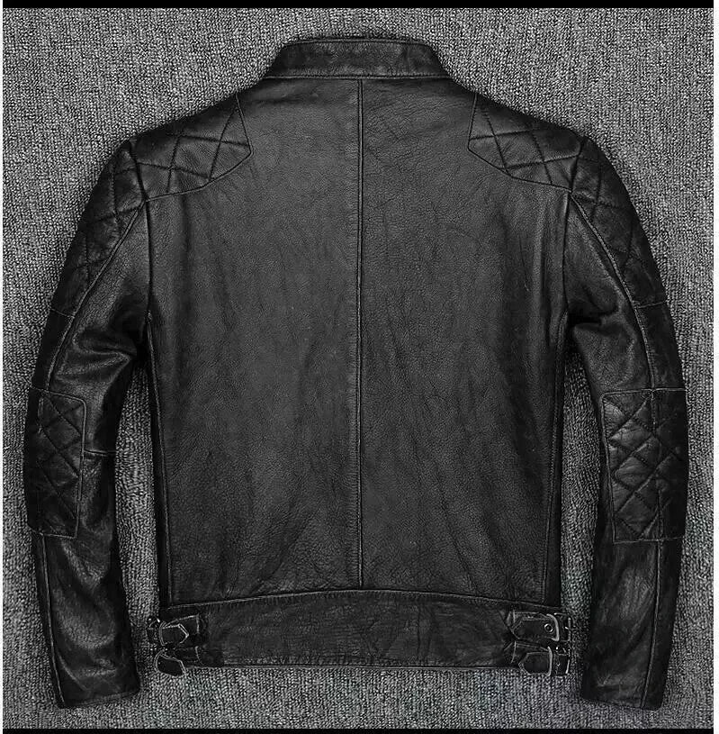 Men's Distressed Black Café Racer Leather Jacket - view 2