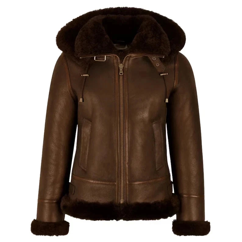 Women's Two-Tone Hooded B3 Aviator Jacket