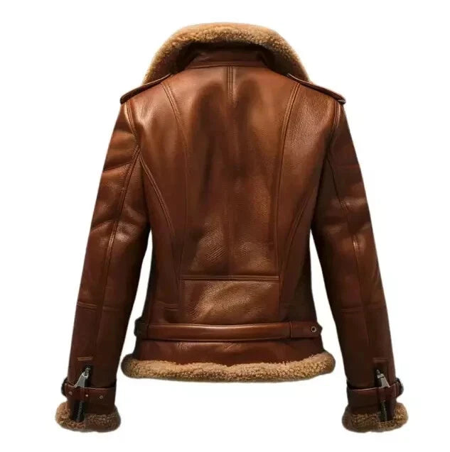Women's Faux Leather Shearling Moto Coat - view 3