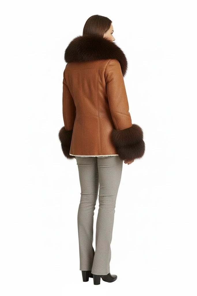 Women's Hooded Faux Shearling Aviator Coat - view 2