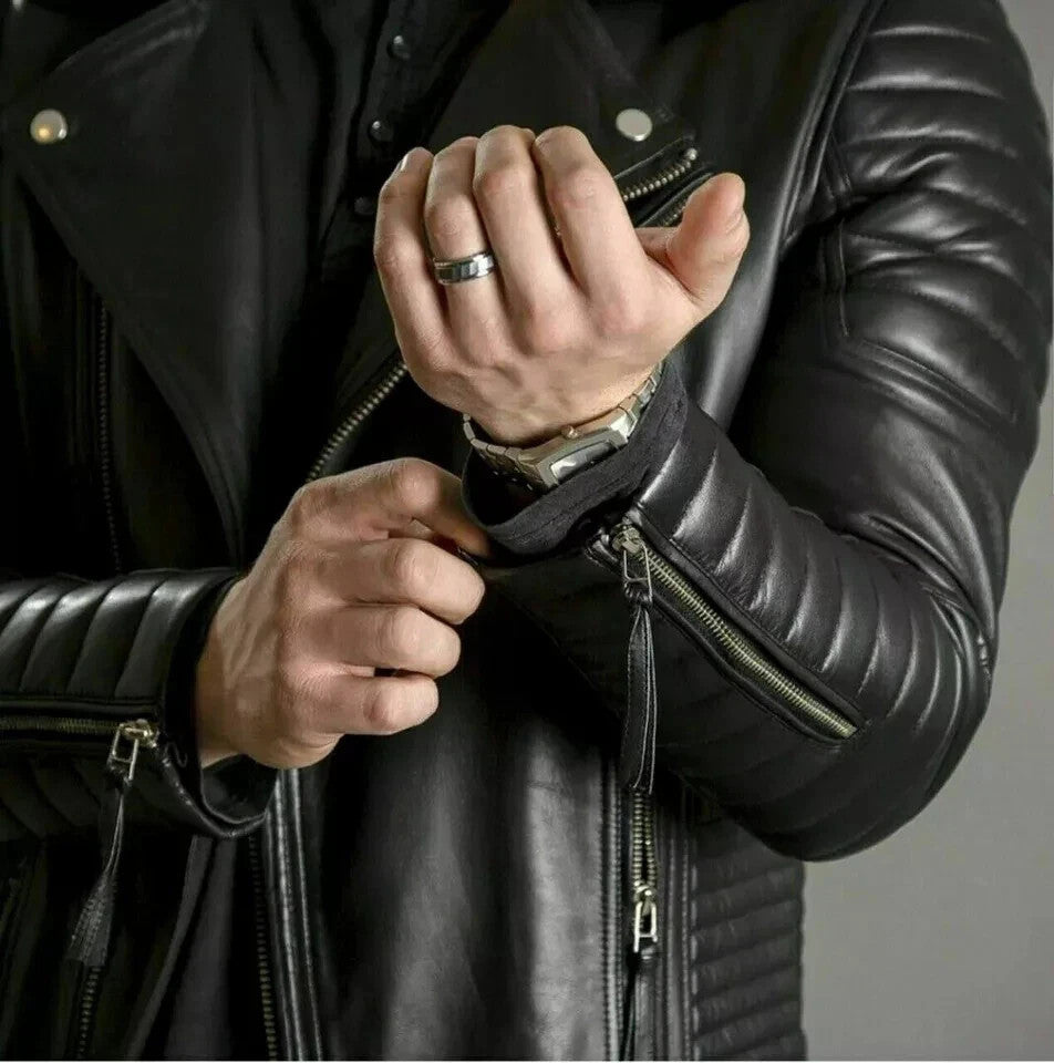 Black Quilted Biker Jacket