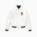Men's White Leather Flight Bomber Jacket