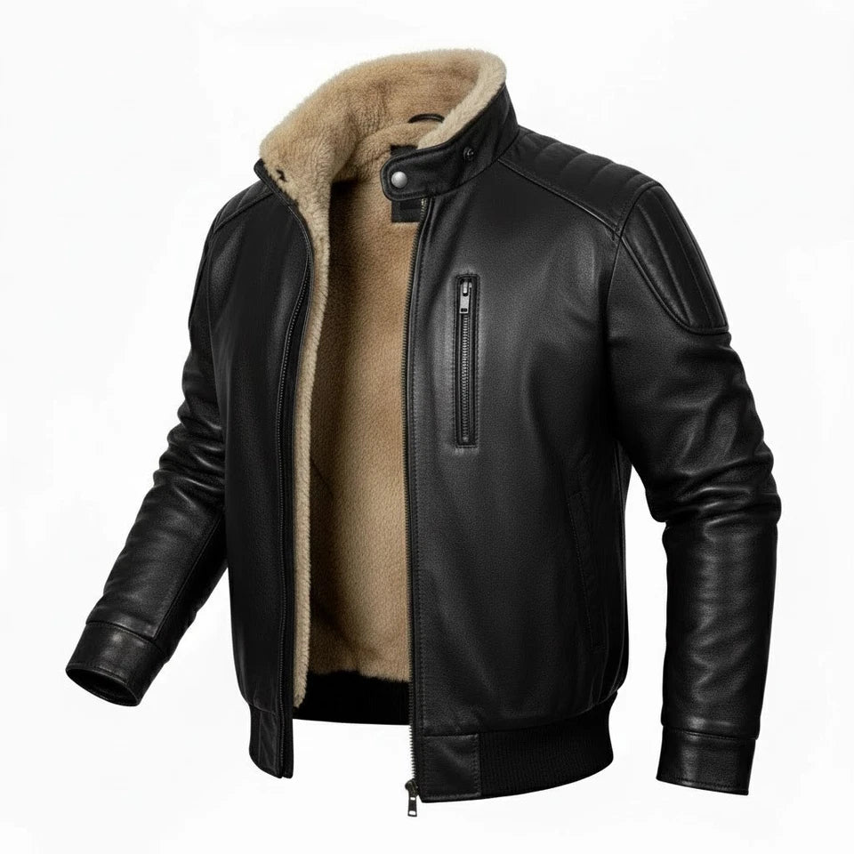 Men's Black B3 Sheepskin Bomber Jacket